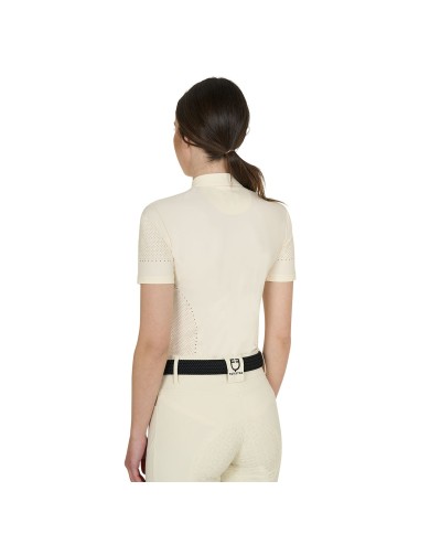 WOMEN S PERFORATED TRAINING POLO SHIRT SS ZIP