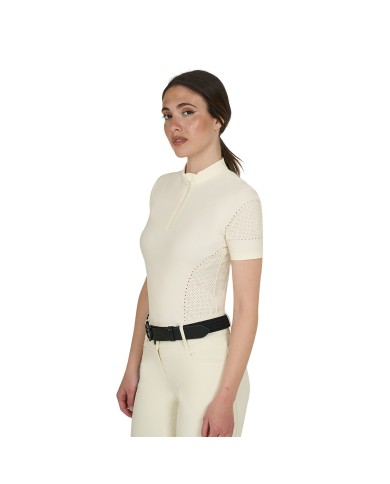 WOMEN S PERFORATED TRAINING POLO SHIRT SS ZIP