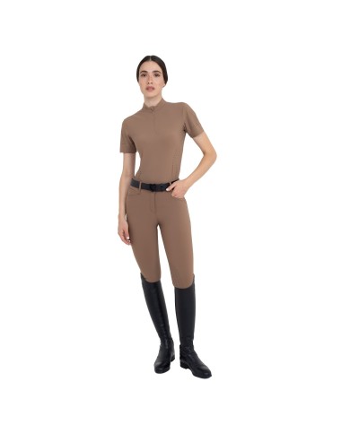 WOMEN S PERFORATED TRAINING POLO SHIRT SS ZIP