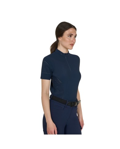 WOMEN S PERFORATED TRAINING POLO SHIRT SS ZIP