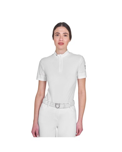 WOMEN S PERFORATED TRAINING POLO SHIRT SS ZIP