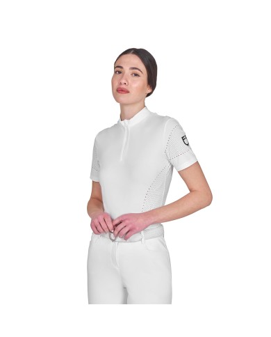 WOMEN S PERFORATED TRAINING POLO SHIRT SS ZIP