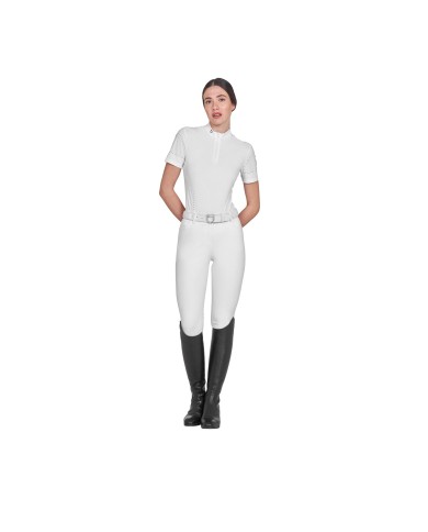 WOMEN S PERFORATED TRAINING POLO SHIRT SS ZIP