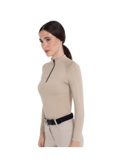 WOMEN S TECNO KNIT TRAINING POLO SHIRT LS ZIP