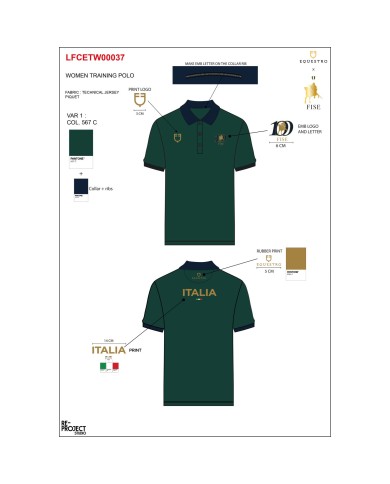 WOMEN S COTTON PIQUET POLO SHIRT SS BUTTONS EQUESTROxFISE CENTENARY