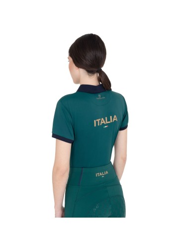 WOMEN S COTTON PIQUET POLO SHIRT SS BUTTONS EQUESTROxFISE CENTENARY