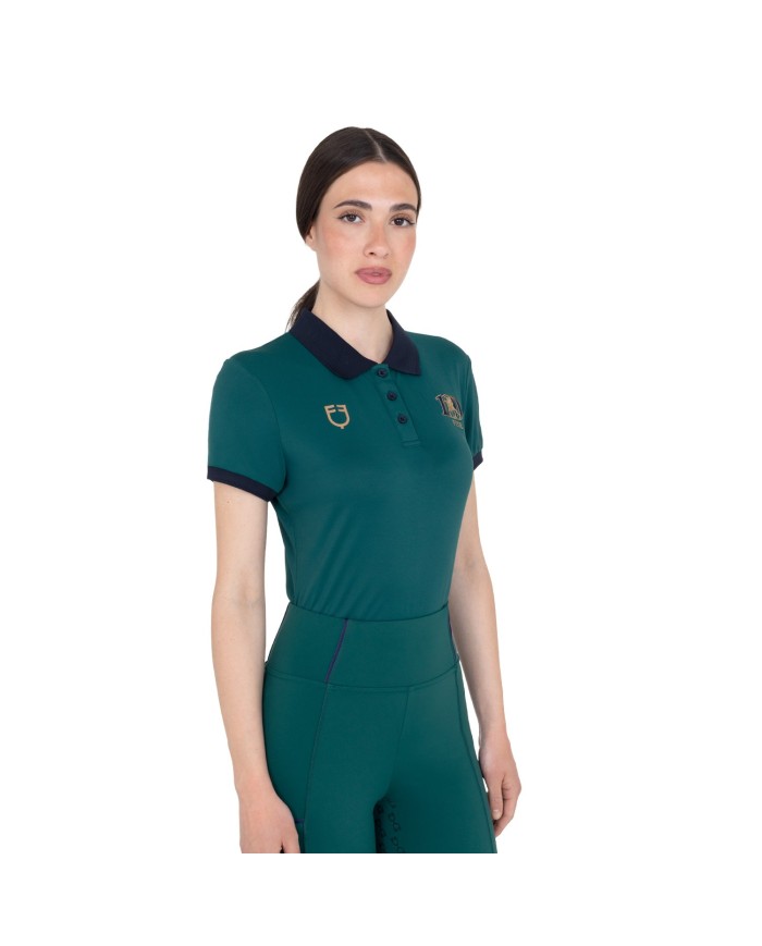 WOMEN S COTTON PIQUET POLO SHIRT SS BUTTONS EQUESTROxFISE CENTENARY