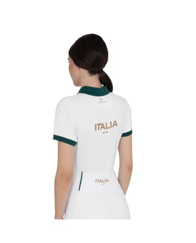 WOMEN S COTTON PIQUET POLO SHIRT SS BUTTONS EQUESTROxFISE CENTENARY