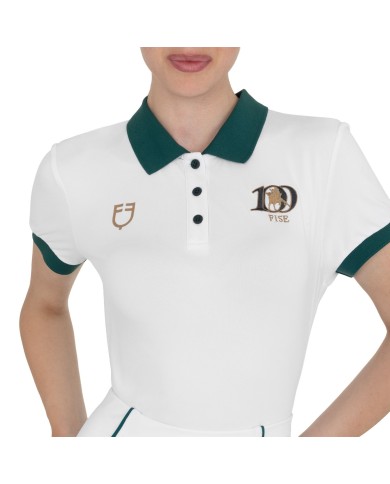 WOMEN S COTTON PIQUET POLO SHIRT SS BUTTONS EQUESTROxFISE CENTENARY
