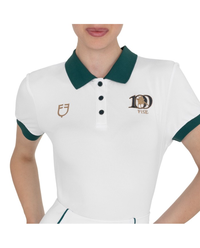 WOMEN S COTTON PIQUET POLO SHIRT SS BUTTONS EQUESTROxFISE CENTENARY