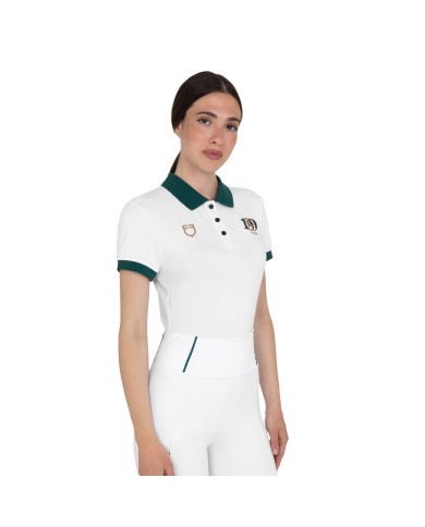 WOMEN S COTTON PIQUET POLO SHIRT SS BUTTONS EQUESTROxFISE CENTENARY