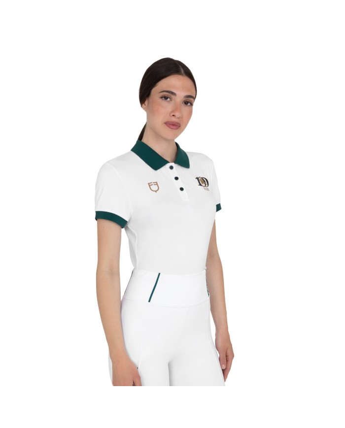 WOMEN S COTTON PIQUET POLO SHIRT SS BUTTONS EQUESTROxFISE CENTENARY
