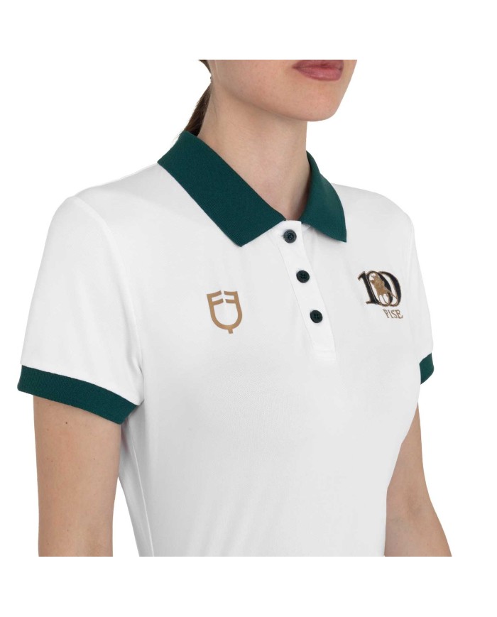 WOMEN S COTTON PIQUET POLO SHIRT SS BUTTONS EQUESTROxFISE CENTENARY