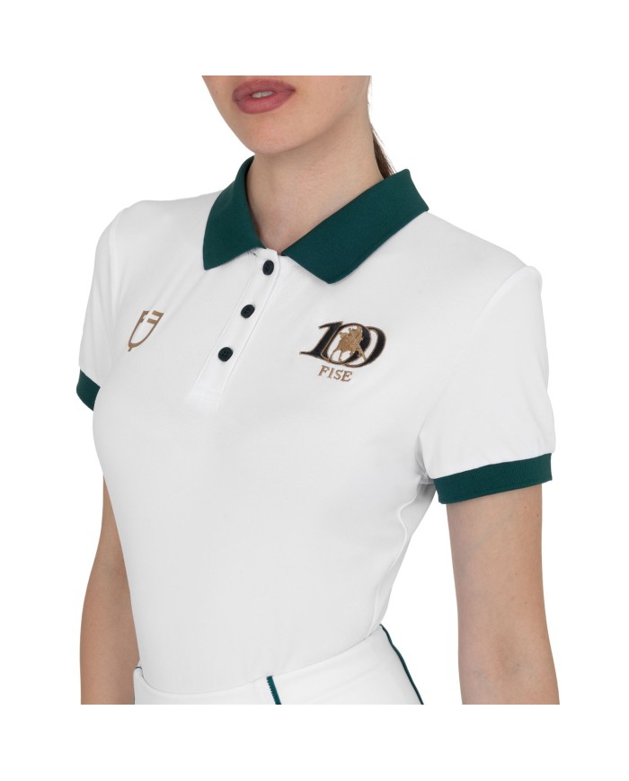 WOMEN S COTTON PIQUET POLO SHIRT SS BUTTONS EQUESTROxFISE CENTENARY