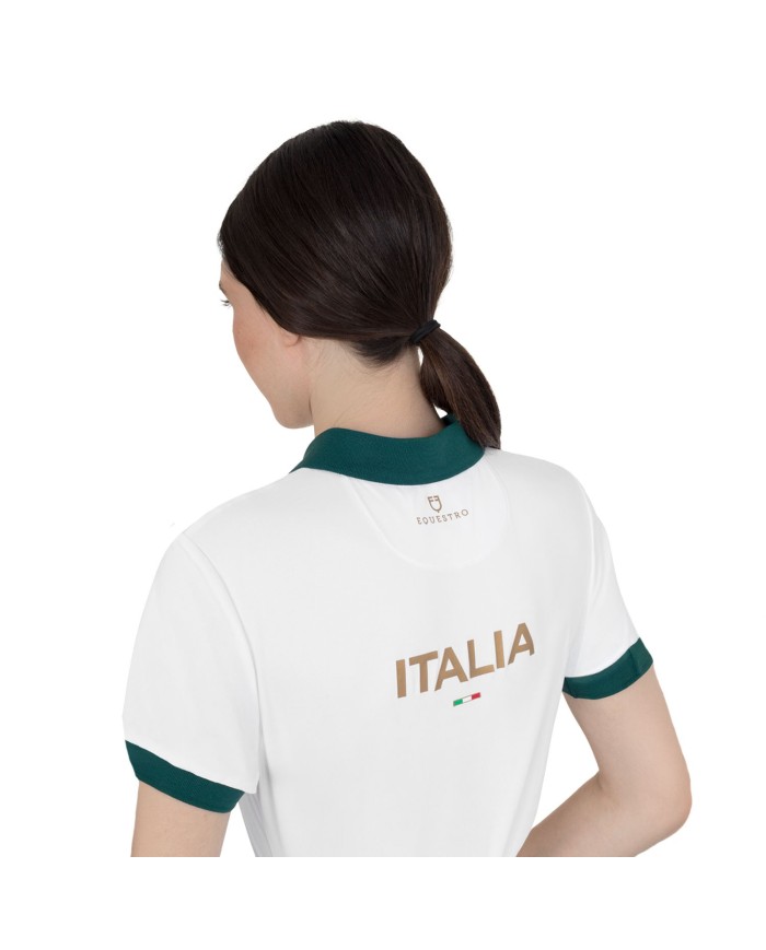 WOMEN S COTTON PIQUET POLO SHIRT SS BUTTONS EQUESTROxFISE CENTENARY