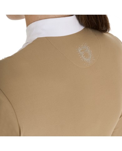 WOMEN S RHINESTONE COMPETITION POLO SHIRT LS BUTTONS