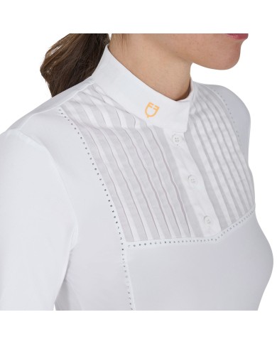 WOMEN S RHINESTONE COMPETITION POLO SHIRT LS BUTTONS