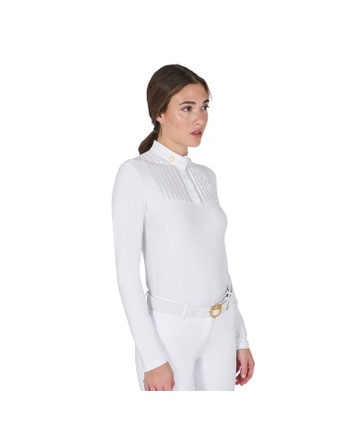 WOMEN S RHINESTONE COMPETITION POLO SHIRT LS BUTTONS