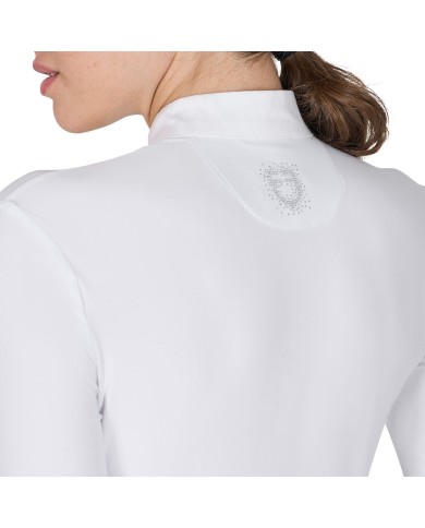 WOMEN S RHINESTONE COMPETITION POLO SHIRT LS BUTTONS