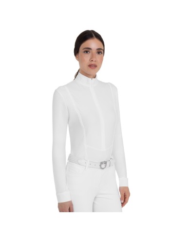 WOMEN S WINTER INVISIBLE ZIP COMPETITION POLO SHIRT LS