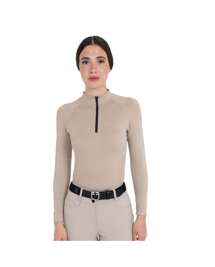 WOMEN S TECNO KNIT TRAINING POLO SHIRT LS ZIP