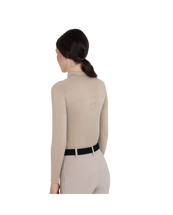 WOMEN S TECNO KNIT TRAINING POLO SHIRT LS ZIP