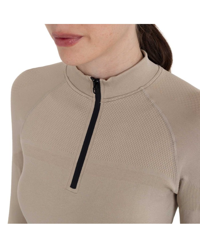 WOMEN S TECNO KNIT TRAINING POLO SHIRT LS ZIP