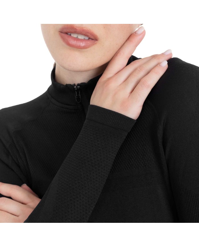 WOMEN S TECNO KNIT TRAINING POLO SHIRT LS ZIP