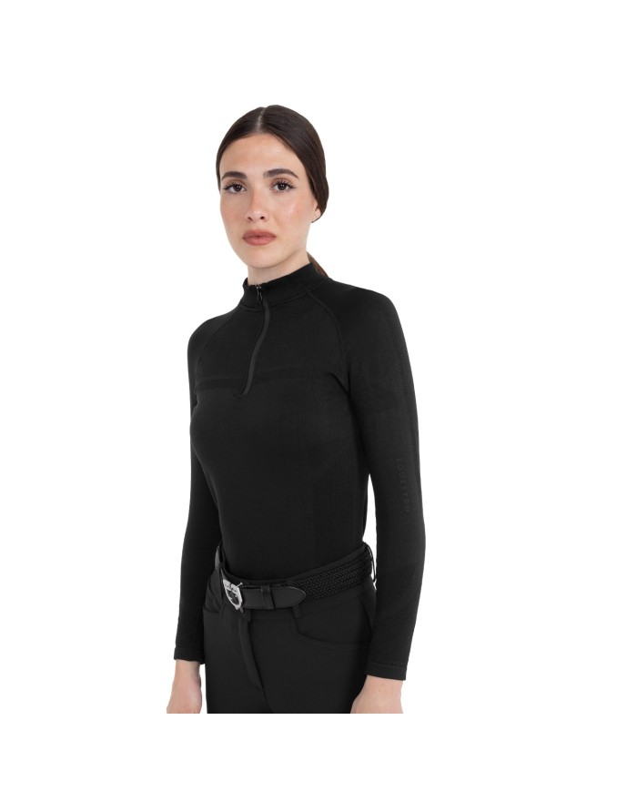 WOMEN S TECNO KNIT TRAINING POLO SHIRT LS ZIP