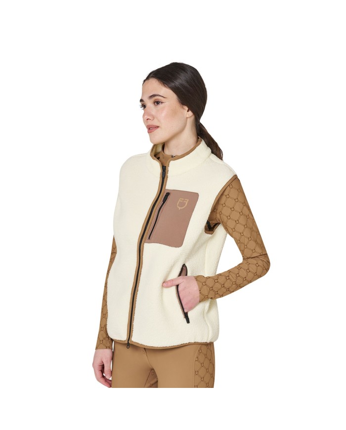 WOMEN S PATCH POCKET TEDDY FULL ZIP VEST