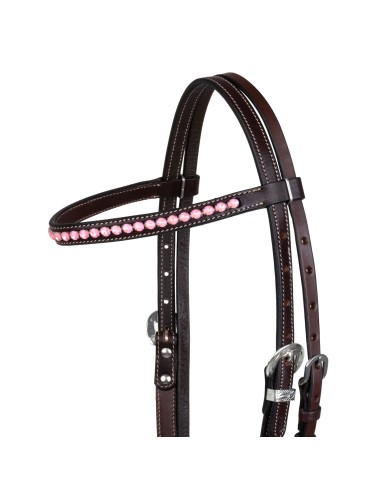 POOL S BROWBAND HEADSTALL WITH PINK JEWELS