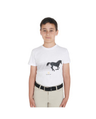 T-shirt bambino slim fit con stampa cavallo da corsa