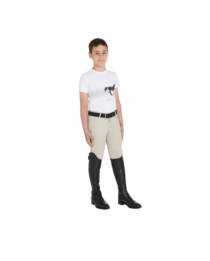 T-shirt bambino slim fit con stampa cavallo da corsa