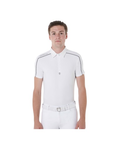 Polo uomo da concorso manica corta con zip e inserti in mesh