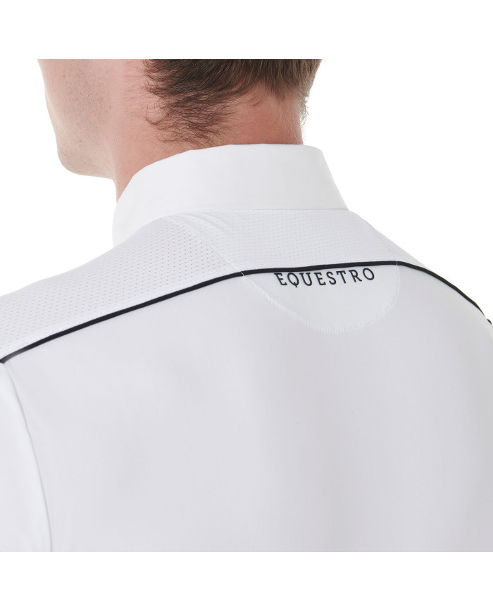 Polo uomo da concorso manica corta con zip e inserti in mesh