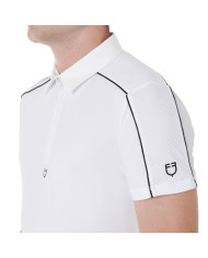 Polo uomo da concorso manica corta con zip e inserti in mesh