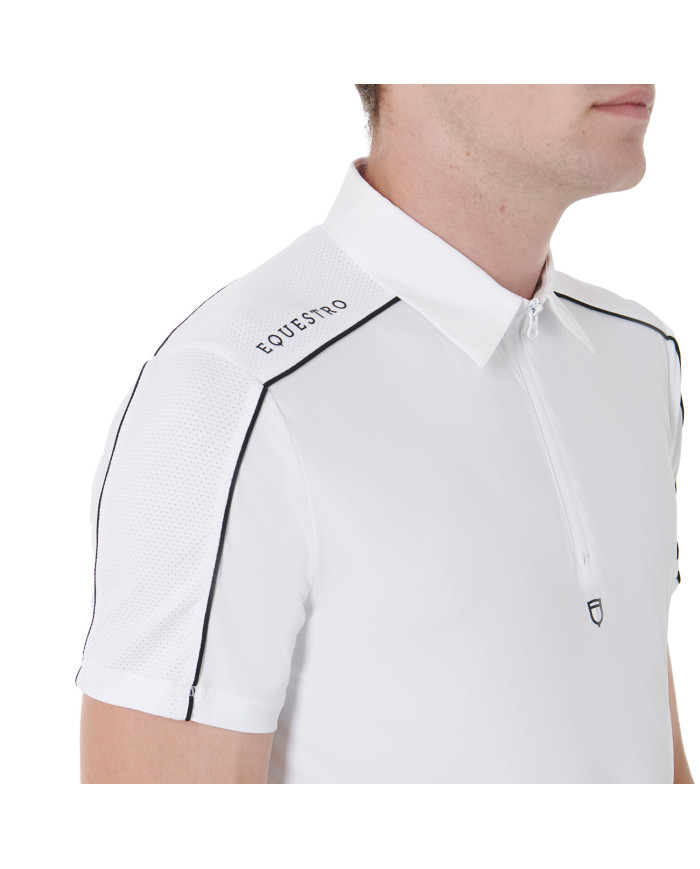 Polo uomo da concorso manica corta con zip e inserti in mesh