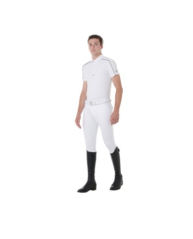 Polo uomo da concorso manica corta con zip e inserti in mesh
