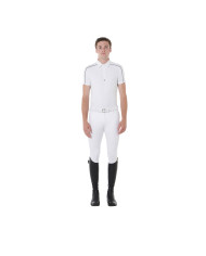 Polo uomo da concorso manica corta con zip e inserti in mesh