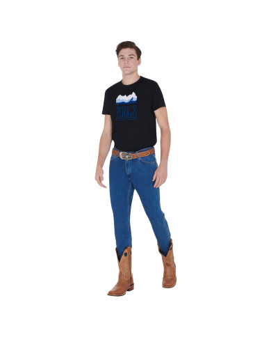 T-shirt uomo in cotone con stampa paesaggio montuoso