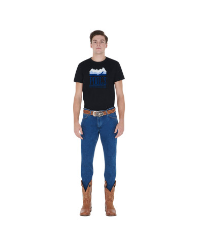 T-shirt uomo in cotone con stampa paesaggio montuoso