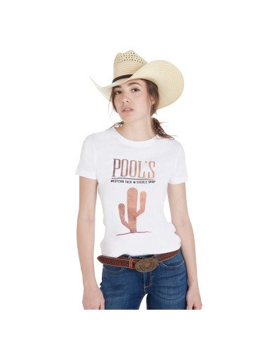 T-shirt donna slim fit con cactus effetto pelle