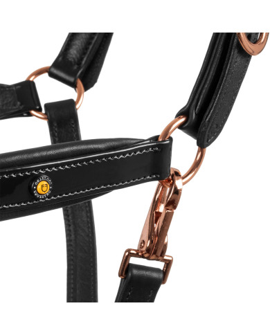 Cavezza cuoio lucido fibbie rose gold Cavezza cuoio lucido fibbie rose gold