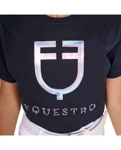 T-shirt bambina slim fit stampa logo multicolore T-shirt bambina slim fit stampa logo multicolore