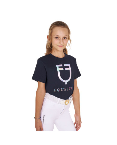 T-shirt bambina slim fit stampa logo multicolore T-shirt bambina slim fit stampa logo multicolore