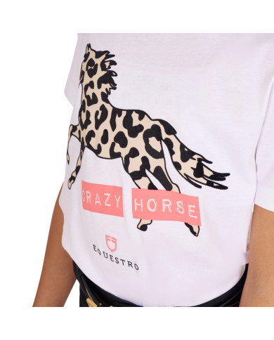 T-shirt da bambina in cotone Crazy Horse T-shirt da bambina in cotone Crazy Horse