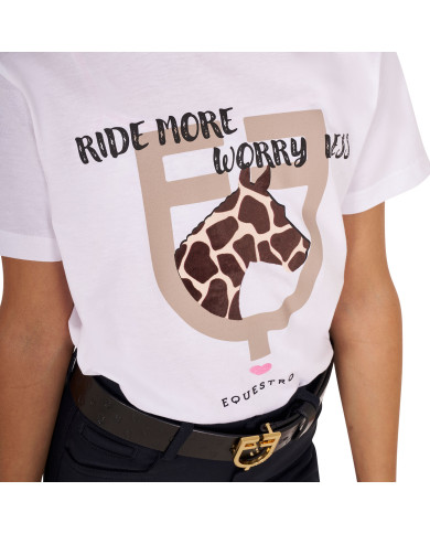 T-shirt da bambina in cotone Ride More Worry Less T-shirt da bambina in cotone Ride More Worry Less