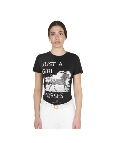 T-shirt da donna in cotone Horse Lover T-shirt da donna in cotone Horse Lover