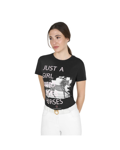 T-shirt da donna in cotone Horse Lover T-shirt da donna in cotone Horse Lover
