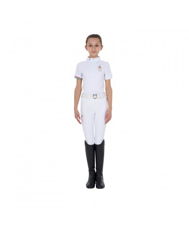 GIRL'S COMPETITION POLO ZIP SS FLAG EQUESTROxFISE GIRL'S COMPETITION POLO ZIP SS FLAG EQUESTROxFISE